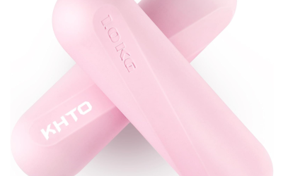 KHTO Barras de Pesas de Mancuernas de Silicona de Grado Alimenticio para Mujeres, Rosa (2.2 LB | 4.4 LB Par), Juego de Mancuernas de Lados Hexagonales Antideslizantes para Gimnasio en Casa